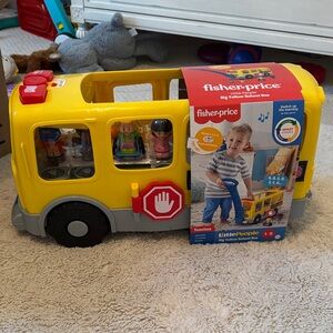 Fisher-Price Yellow and Gray School Bus Toy